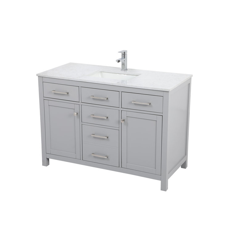 Lewis 48'' Gray Single Bathroom Vanity with Marble Top