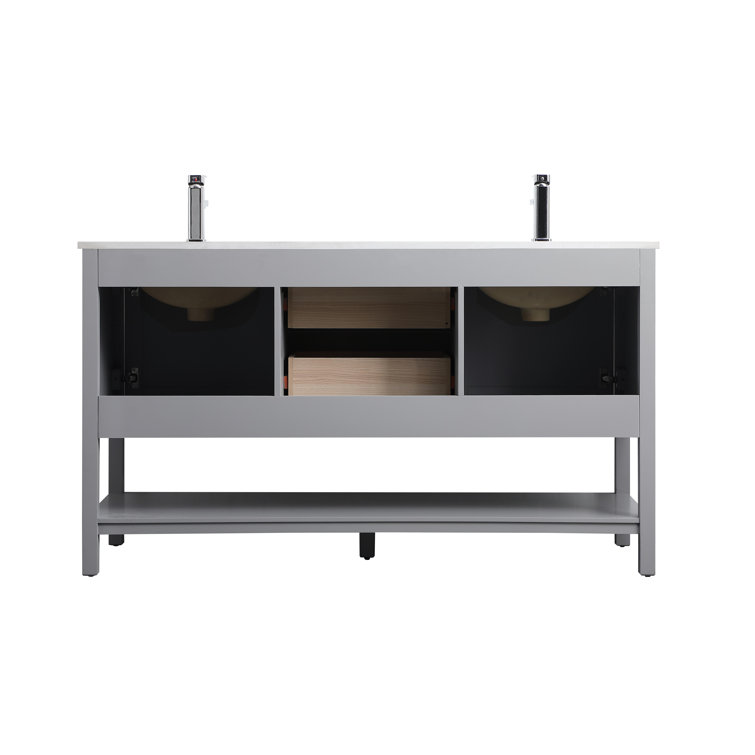 Heath 60'' Gray Freestanding Double Vanity with Marble Top