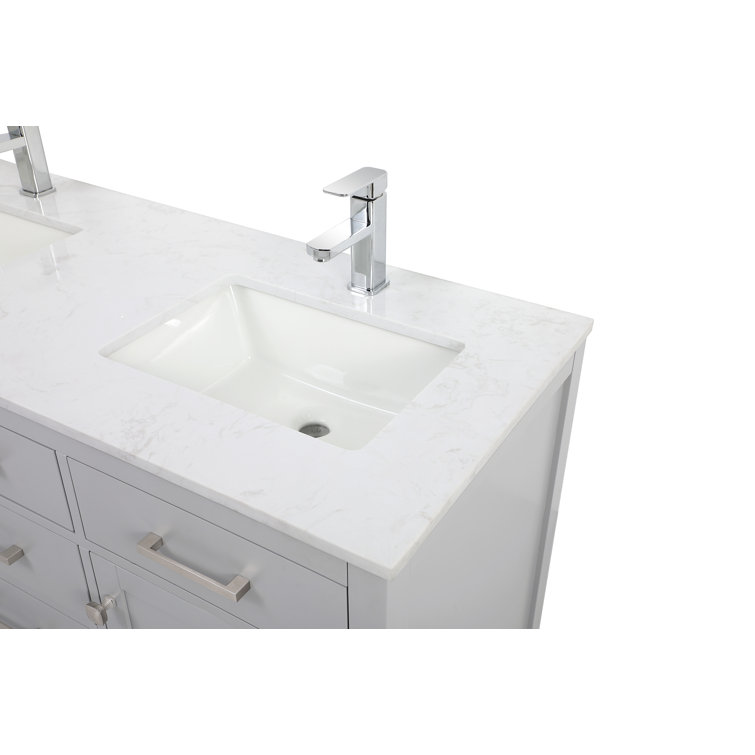 Lewis 54'' Grey Double Bathroom Vanity with Engineered Marble Top