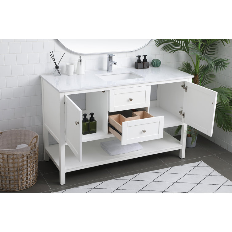 Heath 54'' White Double Vanity with Engineered Marble Top