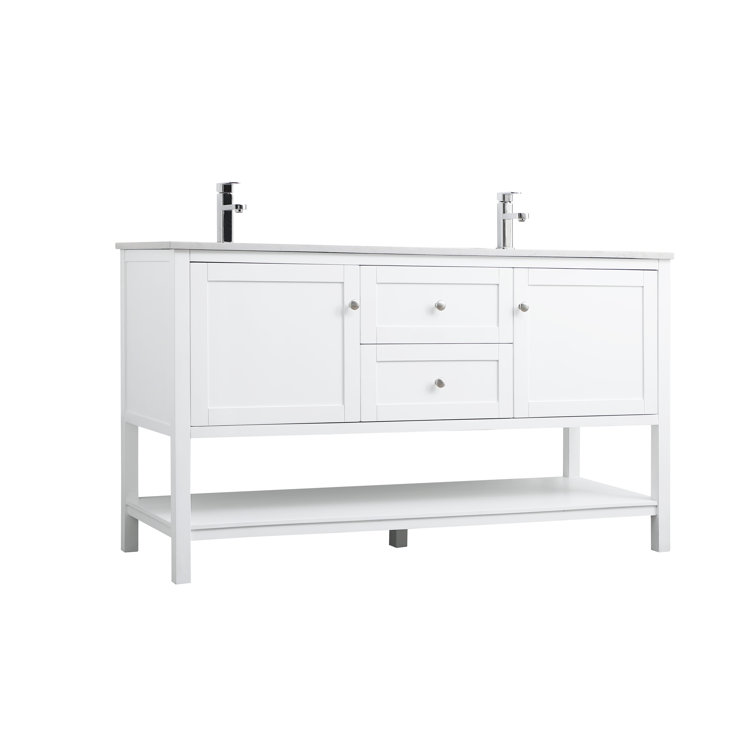 Heath 60'' White Freestanding Double Vanity with Marble Top