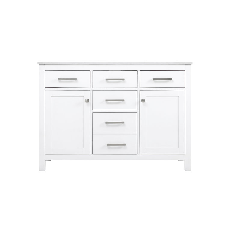 Lewis 48'' White Single Bathroom Vanity with Engineered Marble Top