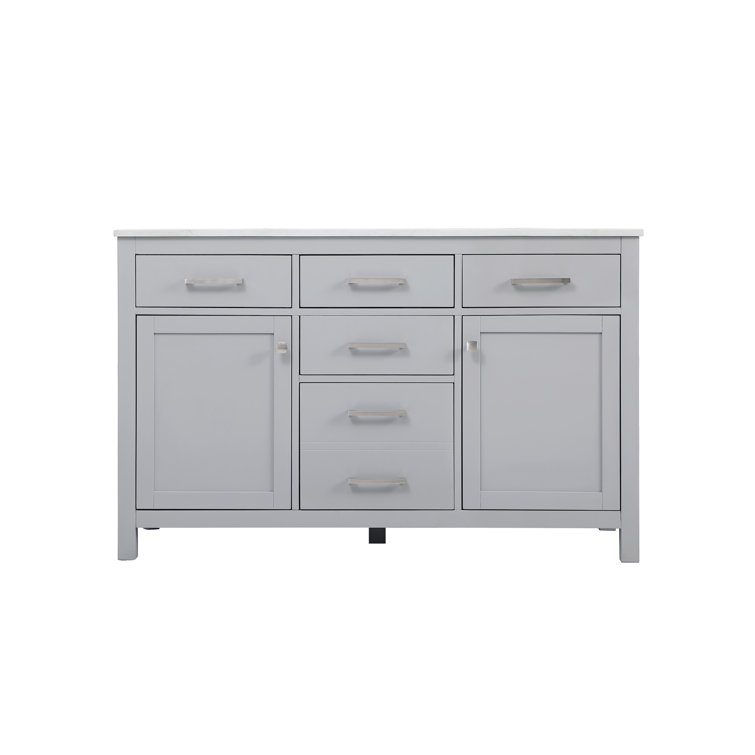 Lewis 54'' Grey Double Bathroom Vanity with Engineered Marble Top