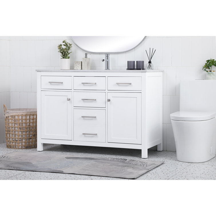 Lewis 48'' White Single Bathroom Vanity with Engineered Marble Top