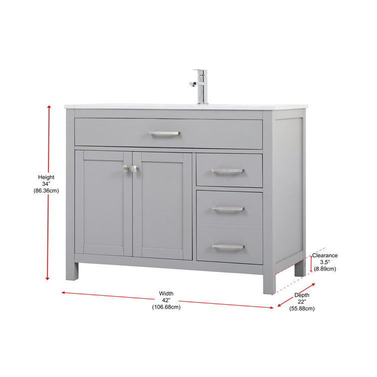 Lewis 42'' Gray Single Bathroom Vanity with Calacatta Marble Top