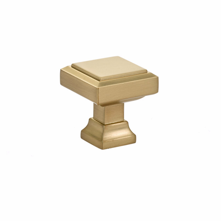 1-1/4" Satin Brass Geometric Square Cabinet Knob