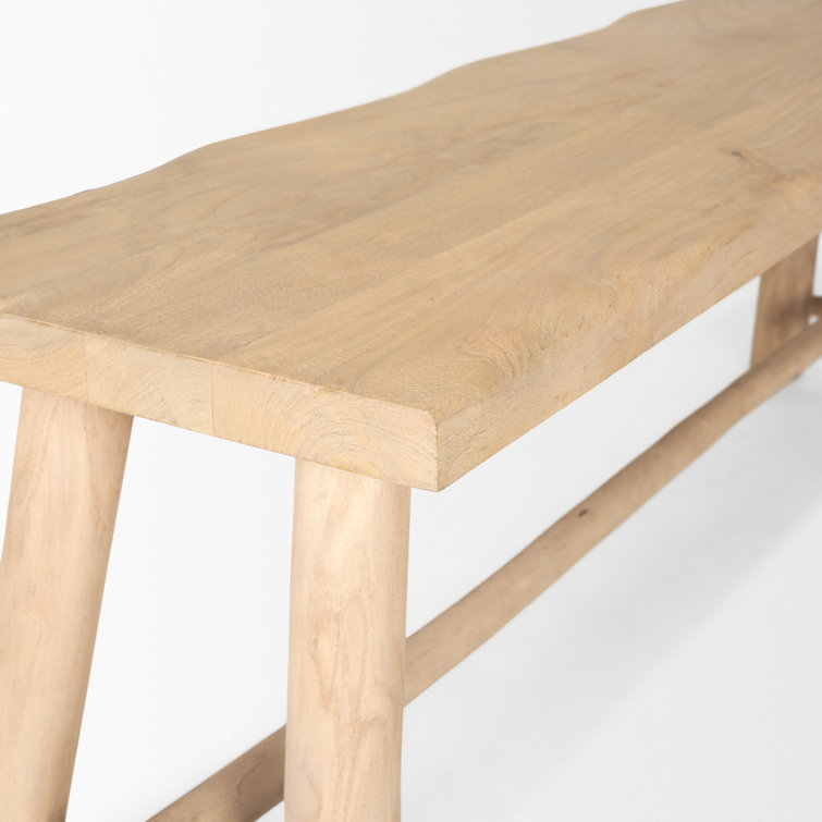 Light Brown Mango Wood Bench with Eucalyptus Legs