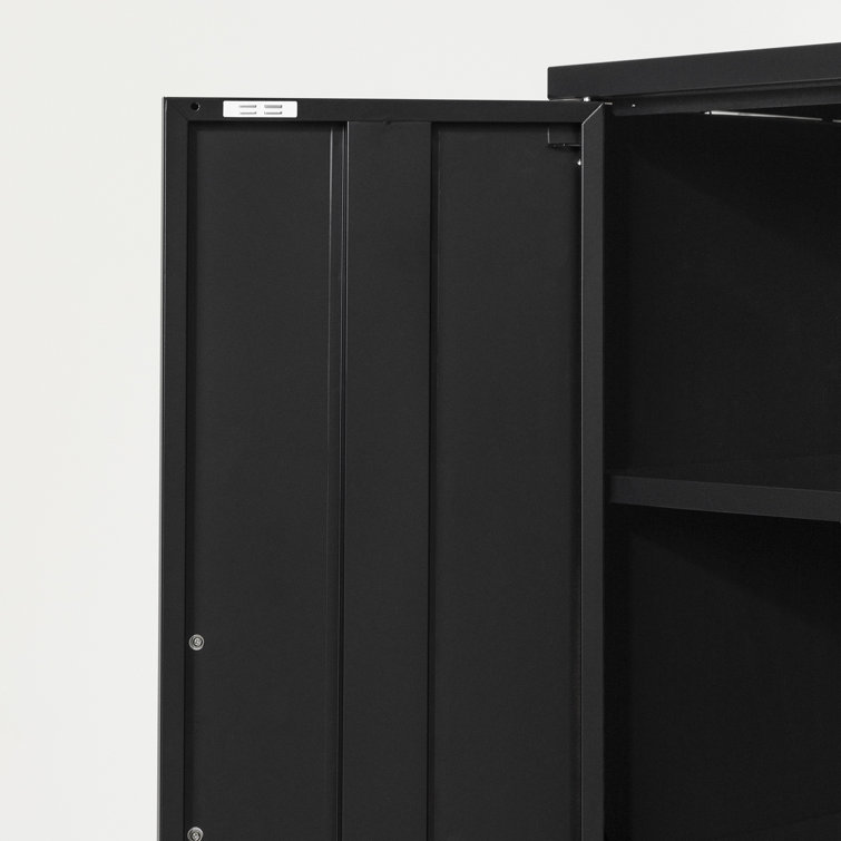 Black Metal Adjustable Shelving Kitchen Pantry Cabinet