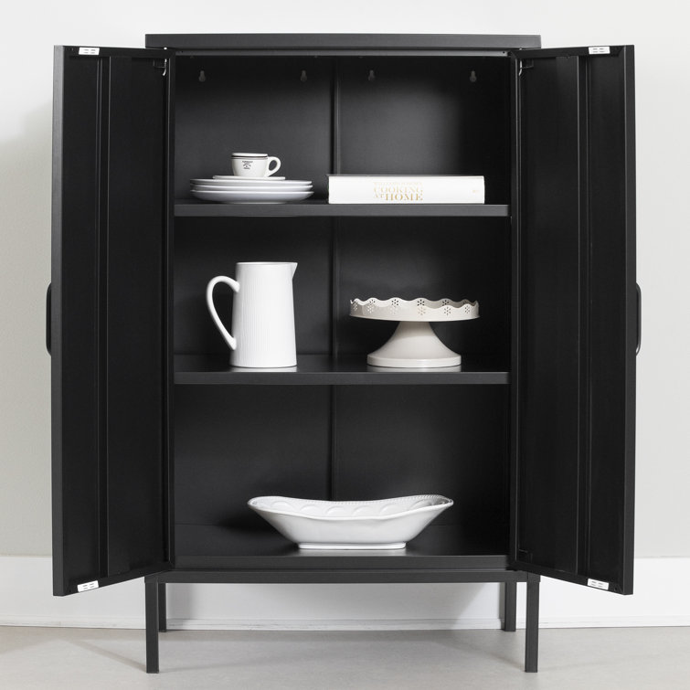 Black Metal Adjustable Shelving Kitchen Pantry Cabinet
