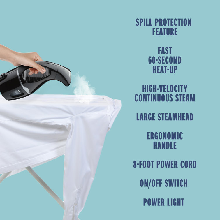 Compact Black Handheld Fabric Steamer with Constant Steam