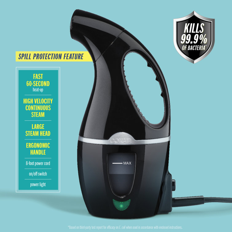 Compact Black Handheld Fabric Steamer with Constant Steam