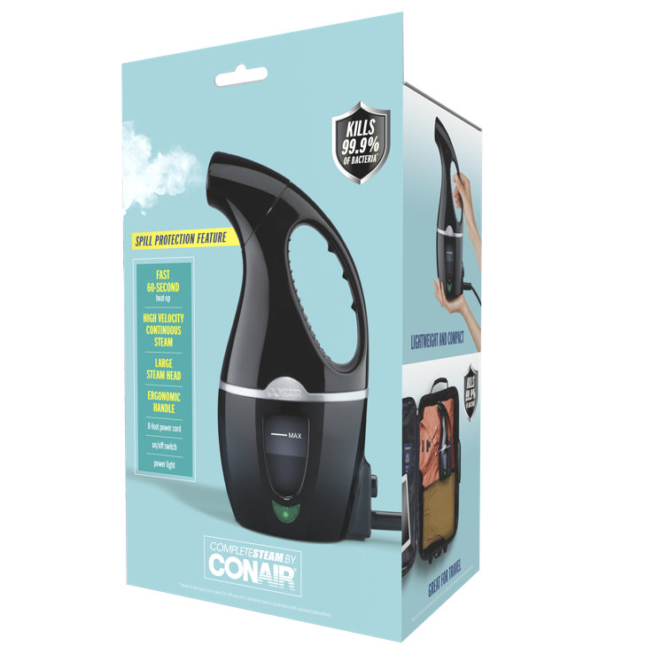 Compact Black Handheld Fabric Steamer with Constant Steam