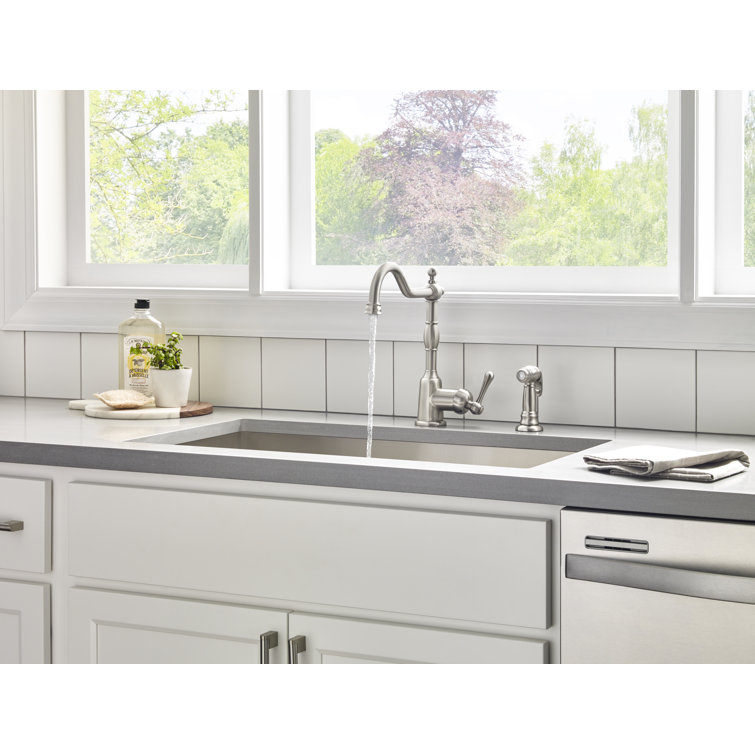 Opulence Stainless Steel Single Handle Kitchen Faucet with Side Spray