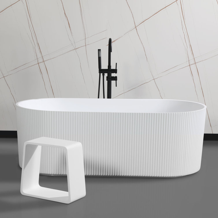 White Matte Resin Modern Bathroom Shower Stool