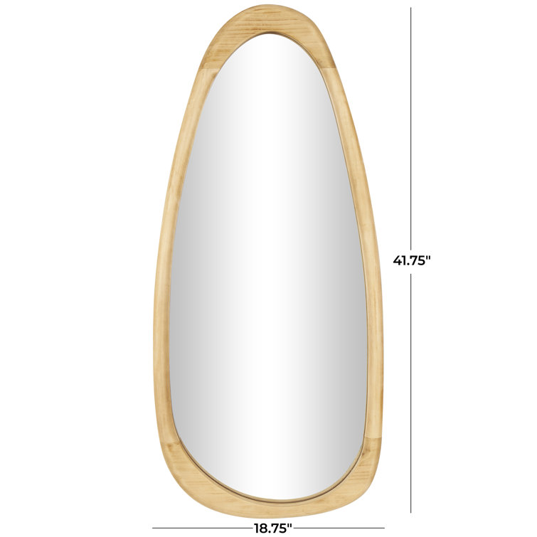 Light Brown Solid Wood Asymmetrical Wall Mirror