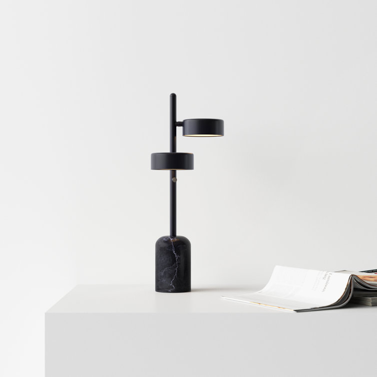 Adjustable Black Metal and Marble LED Table Lamp
