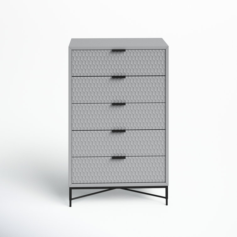 Milo Transitional 5-Drawer Dresser in Light Slate Grey with Felt-Lined Drawer
