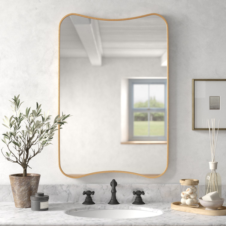 Bellona Gold Aluminum Wavy Rectangular Wall Mirror