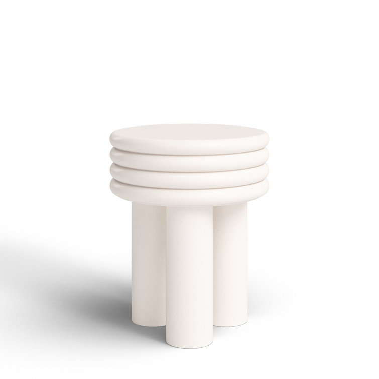 Delta Ivory Round Concrete Side Table - 14"x17"
