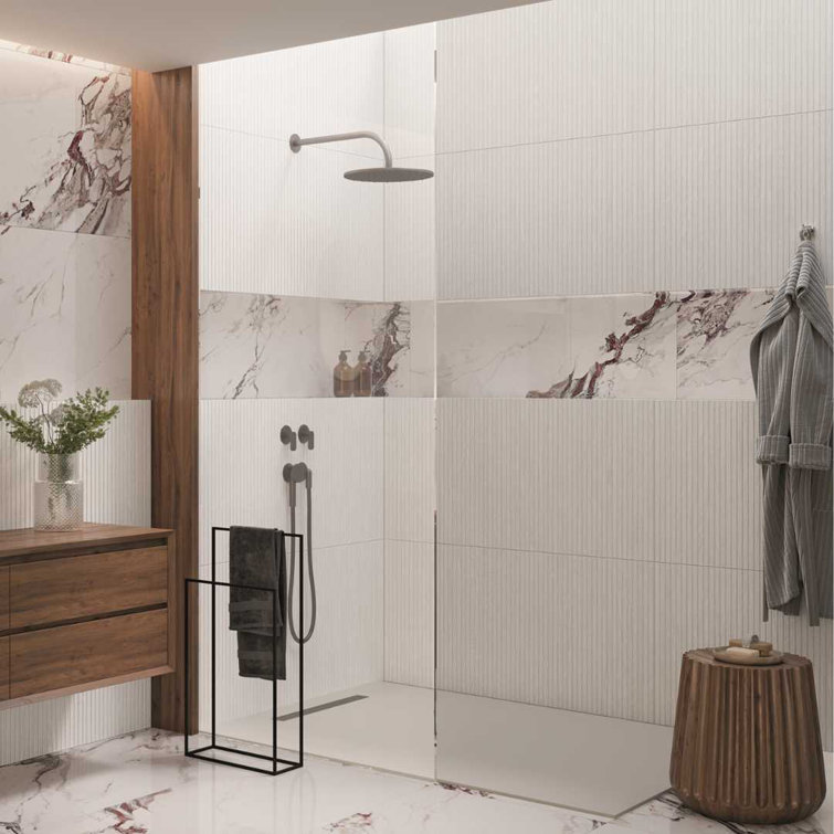 Marqueterie White 24" x 48" Porcelain Wood Look Tile
