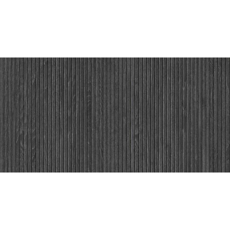 Marqueterie 24" x 48" Matte Black Porcelain Wood Look Tile
