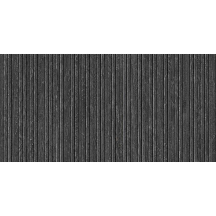 Marqueterie 24" x 48" Matte Black Porcelain Wood Look Tile