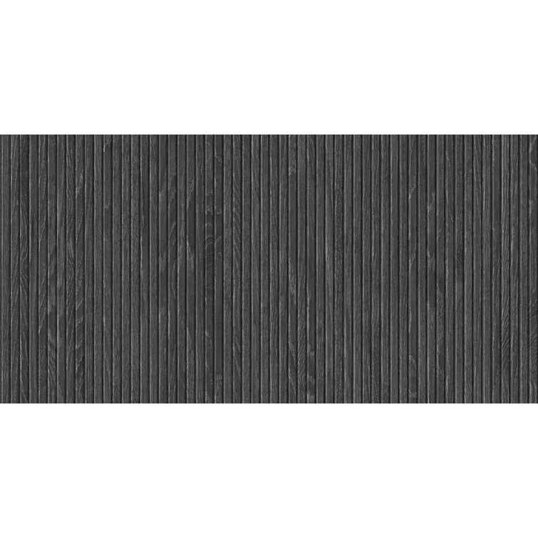 Marqueterie 24" x 48" Matte Black Porcelain Wood Look Tile