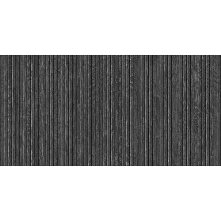 Marqueterie 24" x 48" Matte Black Porcelain Wood Look Tile