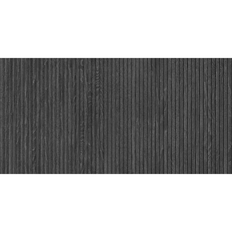 Marqueterie 24" x 48" Matte Black Porcelain Wood Look Tile