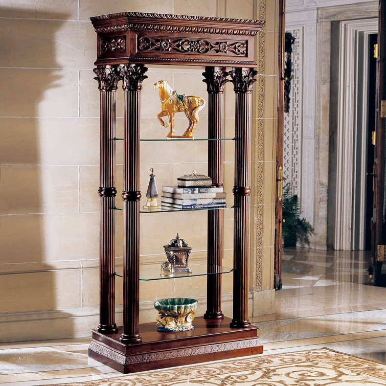 Corinthian Grand 78" Hardwood Curio Bookcase with Adjustable Glass Shelves