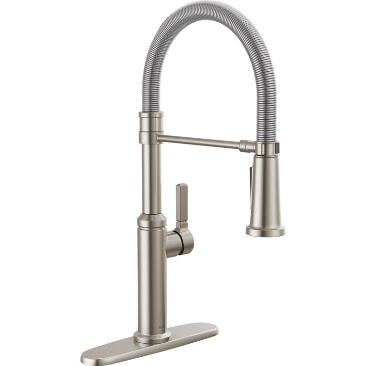 Stainless Steel Commercial Kitchen Faucet with Pull-Down Sprayer
