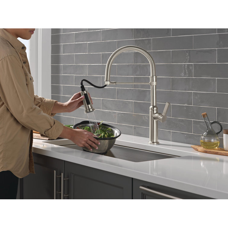 Stainless Steel Commercial Kitchen Faucet with Pull-Down Sprayer