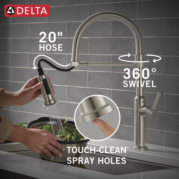 Stainless Steel Commercial Kitchen Faucet with Pull-Down Sprayer