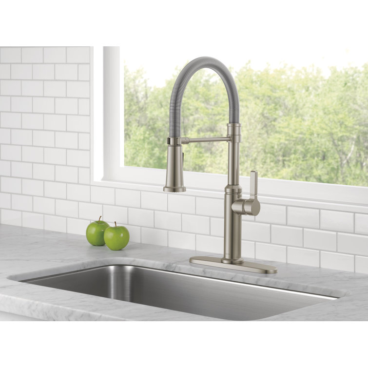 Stainless Steel Commercial Kitchen Faucet with Pull-Down Sprayer