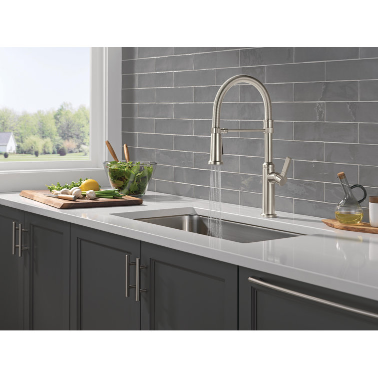 Stainless Steel Commercial Kitchen Faucet with Pull-Down Sprayer