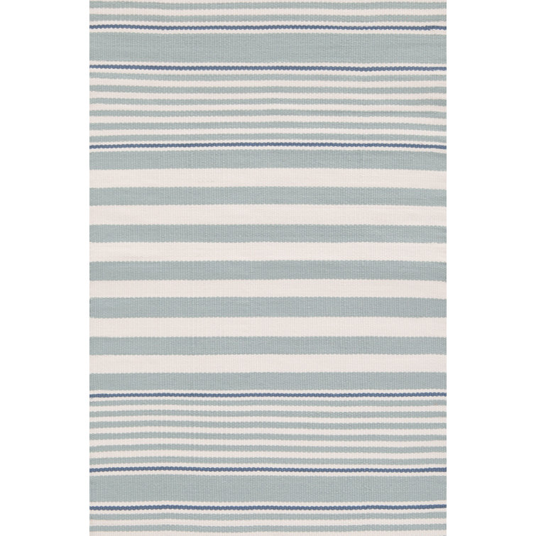 Light Blue and White Striped Synthetic 2' x 3' Rug
