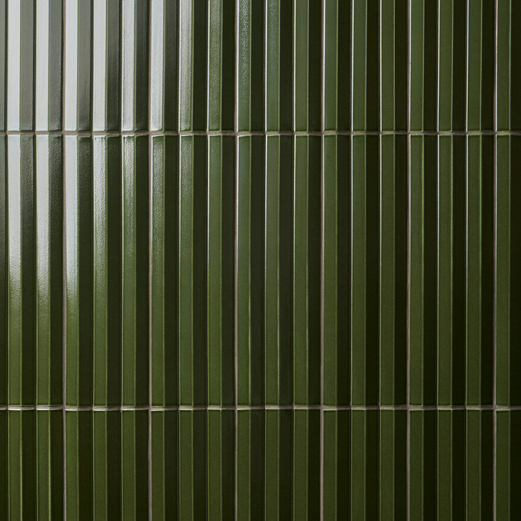 Apex Verde Green 5" x 16" 3D Polished Porcelain Wall Tile