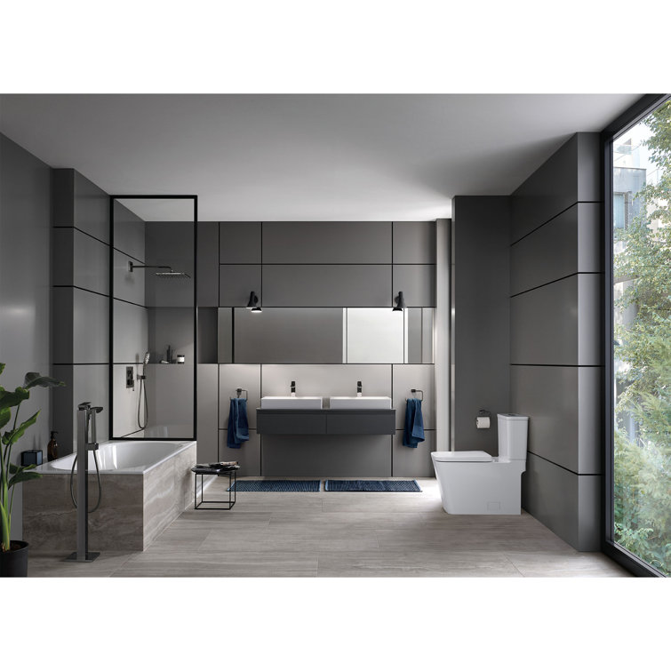 Modern Chrome Freestanding Tub Filler with Handshower