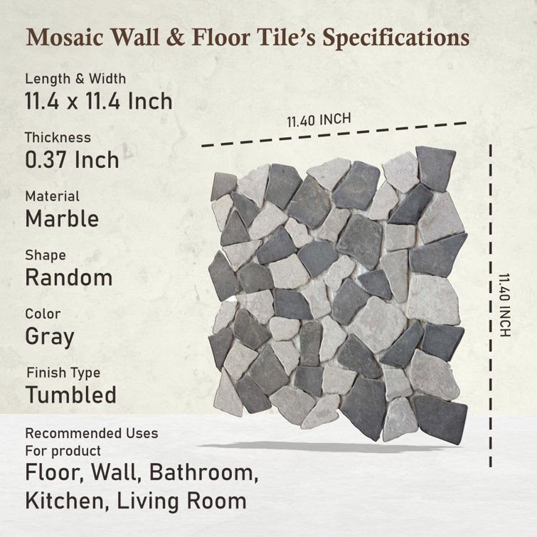 Stone Gray Natural Marble Mosaic Tile for Kitchen and Bathroom