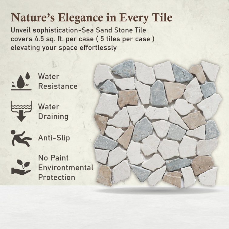 Sea Sand Natural Stone Mosaic Tile for Walls and Floors