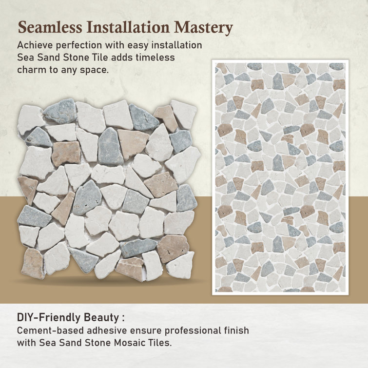 Sea Sand Natural Stone Mosaic Tile for Walls and Floors