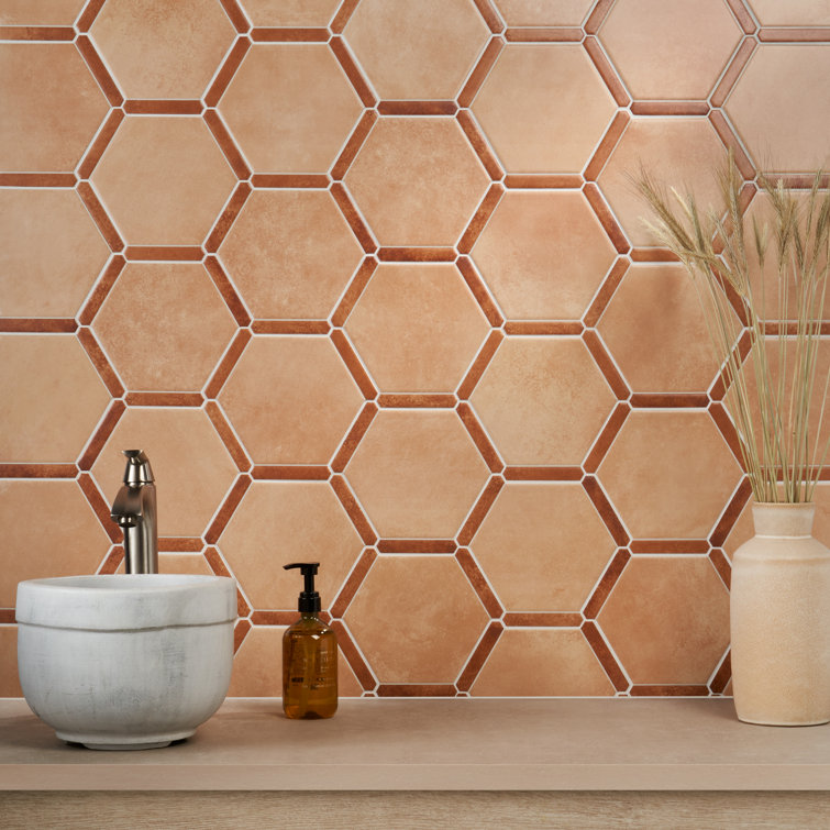 Samara Terracotta Hexagon Matte Porcelain Tile Set