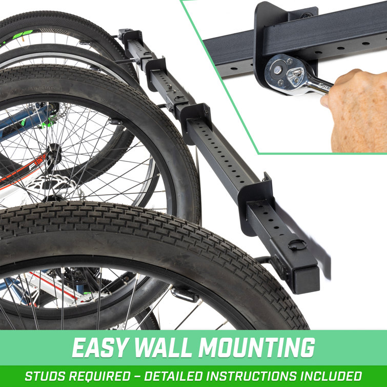 Black Powder Coated Wall Mounted Bike Rack for 6 Bicycles