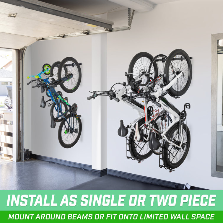 Black Powder Coated Wall Mounted Bike Rack for 6 Bicycles
