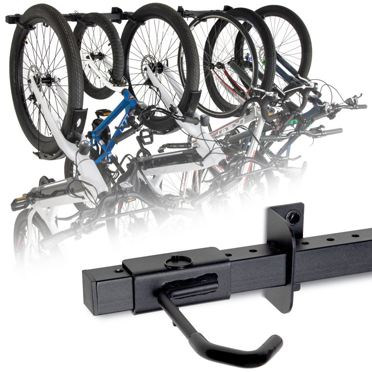Black Powder Coated Wall Mounted Bike Rack for 6 Bicycles