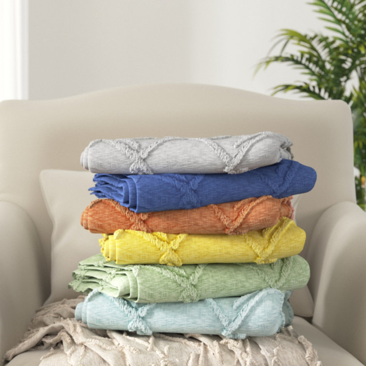 Light Gray Knitted Cotton Throw Blanket 50" x 60"