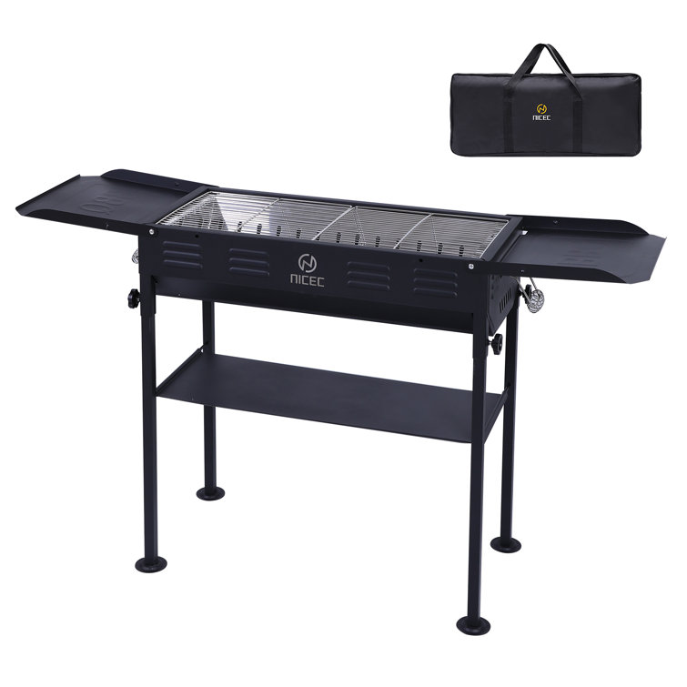 45.4'' Black Stainless Steel Portable Charcoal Grill