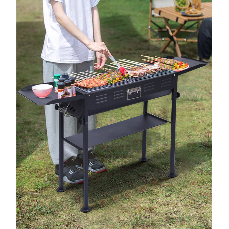45.4'' Black Stainless Steel Portable Charcoal Grill