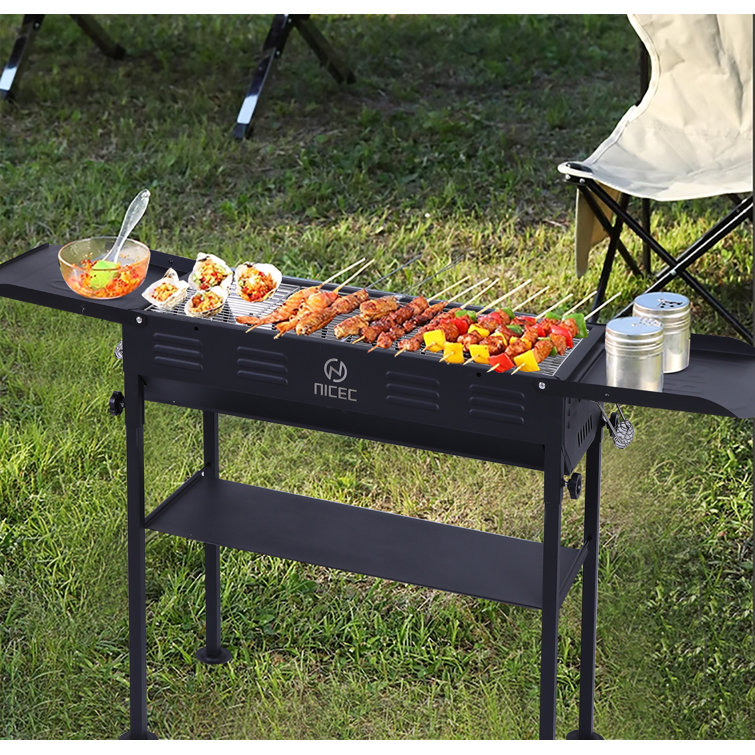 45.4'' Black Stainless Steel Portable Charcoal Grill