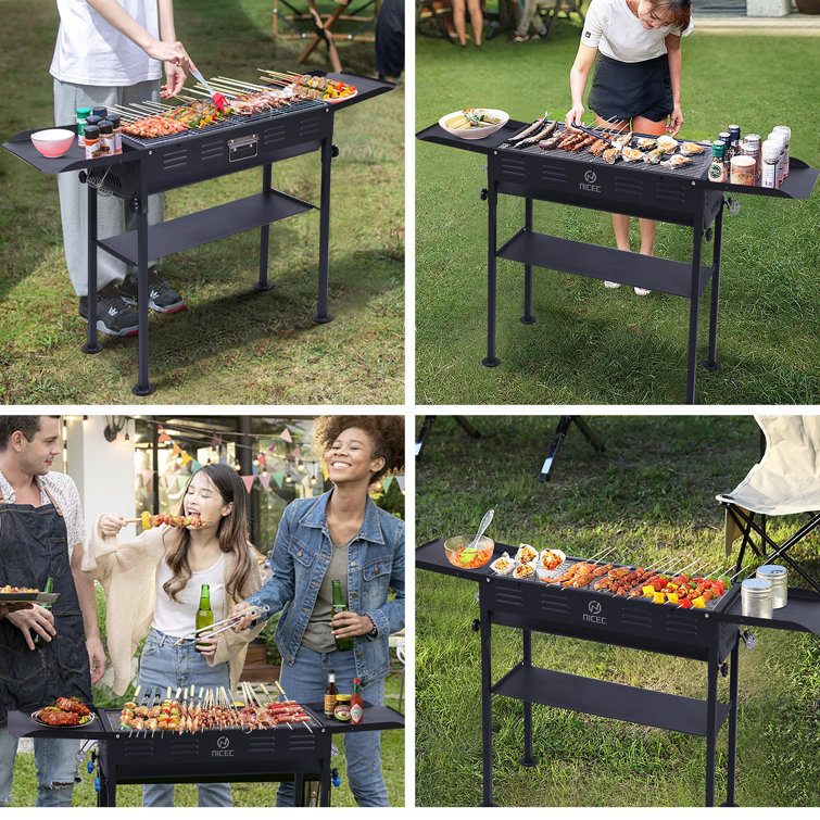 45.4'' Black Stainless Steel Portable Charcoal Grill